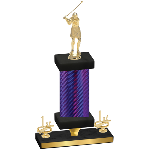 Premium Single Purple Carbon Fiber First Place Golf Trophy