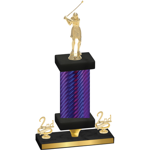 Premium Single Purple Carbon Fiber Second Place Golf Trophy