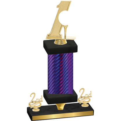 Premium Single Purple Carbon Fiber Second Place Golf Trophy