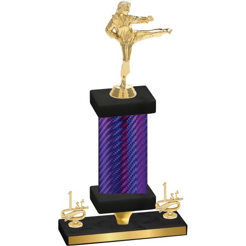 Premium Single Purple Carbon Fiber First Place Karate Trophy