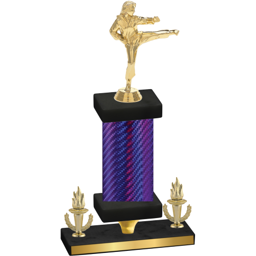 Premium Single Purple Carbon Fiber Victory Karate Trophy