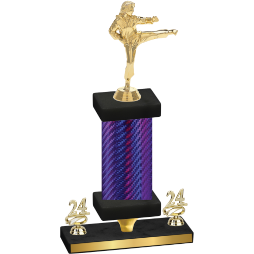 Premium Single Purple Carbon Fiber Year Karate Trophy