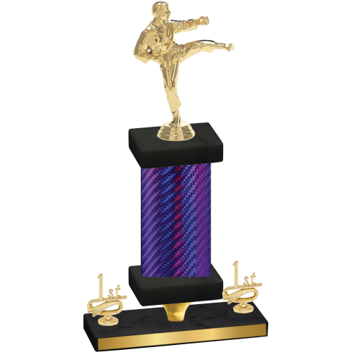 Premium Single Purple Carbon Fiber First Place Karate Trophy