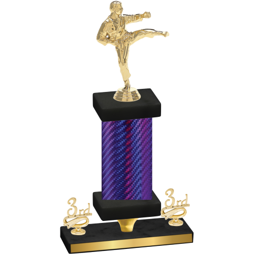 Premium Single Purple Carbon Fiber Third Place Karate Trophy