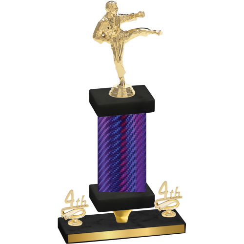 Premium Single Purple Carbon Fiber Fourth Place Karate Trophy