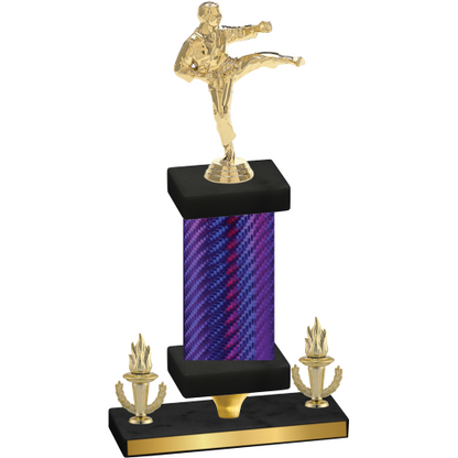 Premium Single Purple Carbon Fiber Victory Karate Trophy