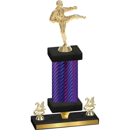 Premium Single Purple Carbon Fiber Year Karate Trophy