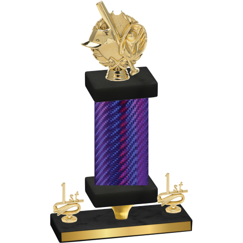 Premium Single Purple Carbon Fiber First Place Baseball Trophy