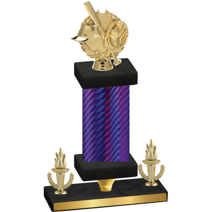 Premium Single Purple Carbon Fiber Victory Baseball Trophy