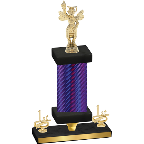Premium Single Purple Carbon Fiber First Place Academics Trophy
