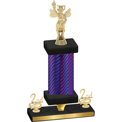 Premium Single Purple Carbon Fiber Second Place Academics Trophy