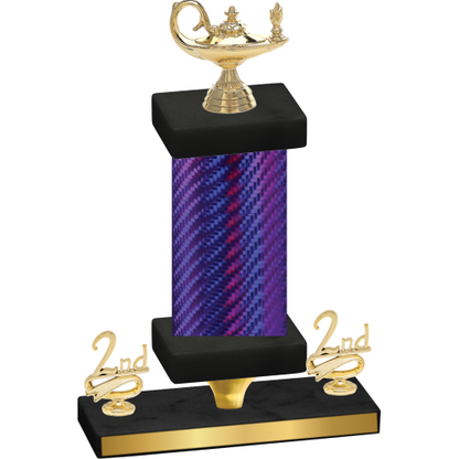 Premium Single Purple Carbon Fiber Second Place Academics Trophy