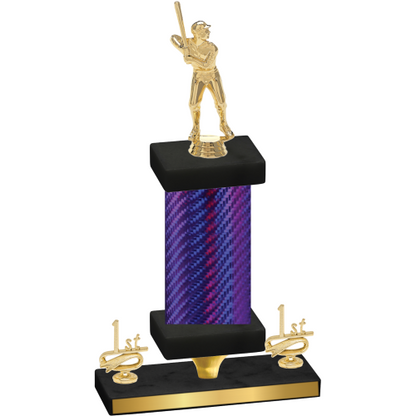 Premium Single Purple Carbon Fiber First Place Baseball Trophy