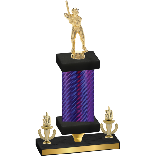 Premium Single Purple Carbon Fiber Victory Baseball Trophy