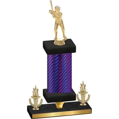 Premium Single Purple Carbon Fiber Victory Baseball Trophy