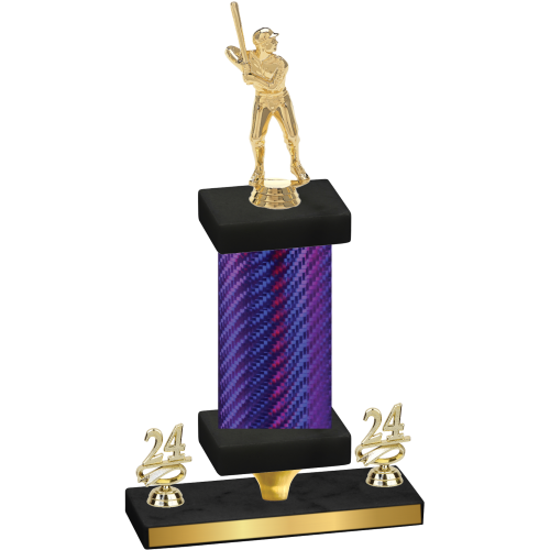 Premium Single Purple Carbon Fiber Year Baseball Trophy