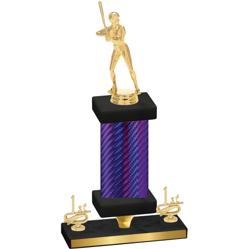 Premium Single Purple Carbon Fiber First Place Softball Trophy