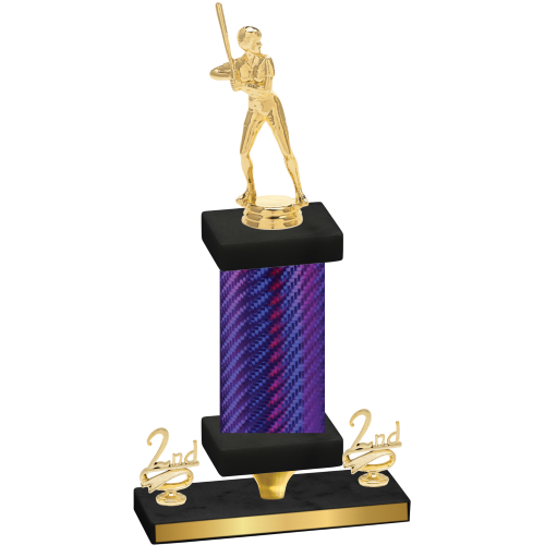 Premium Single Purple Carbon Fiber Second Place Softball Trophy