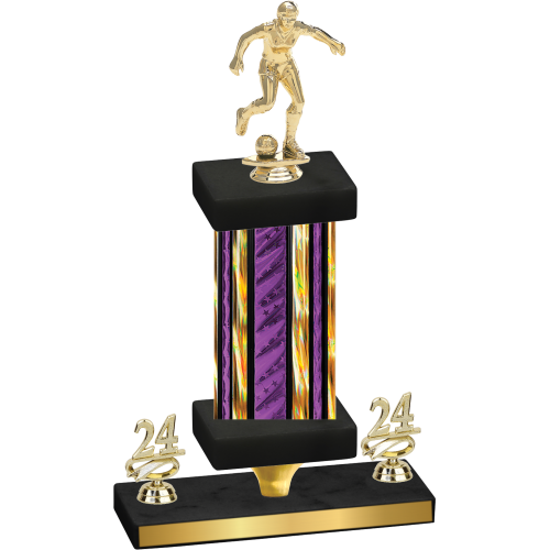 Premium Single Purple Glacier Year Soccer Trophy