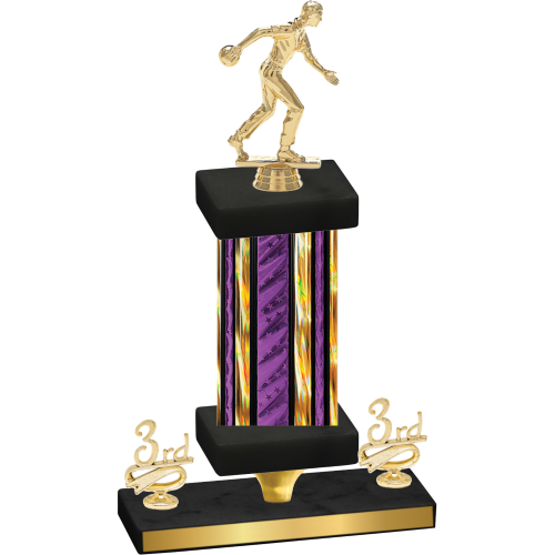 Premium Single Purple Glacier Third Place Bowling Trophy