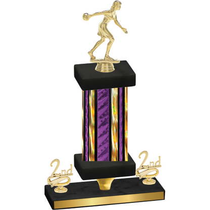 Premium Single Purple Glacier Second Place Bowling Trophy