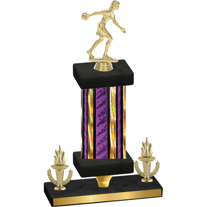 Premium Single Purple Glacier Victory Bowling Trophy