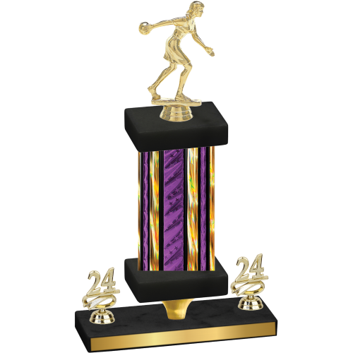 Premium Single Purple Glacier Year Bowling Trophy