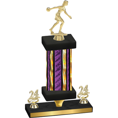 Premium Single Purple Glacier Year Bowling Trophy