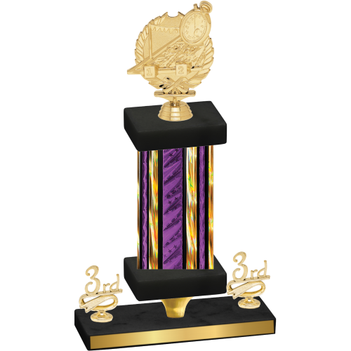 Premium Single Purple Glacier Third Place Swimming Trophy