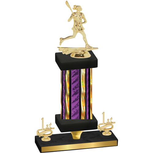 Premium Single Purple Glacier First Place Lacrosse Trophy