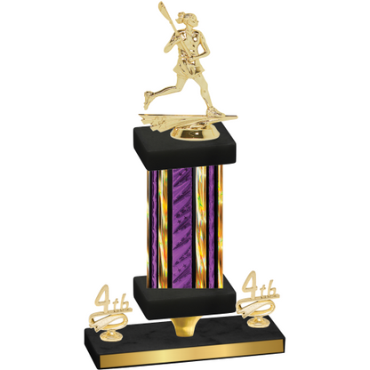 Premium Single Purple Glacier Fourth Place Lacrosse Trophy