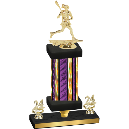 Premium Single Purple Glacier Year Lacrosse Trophy