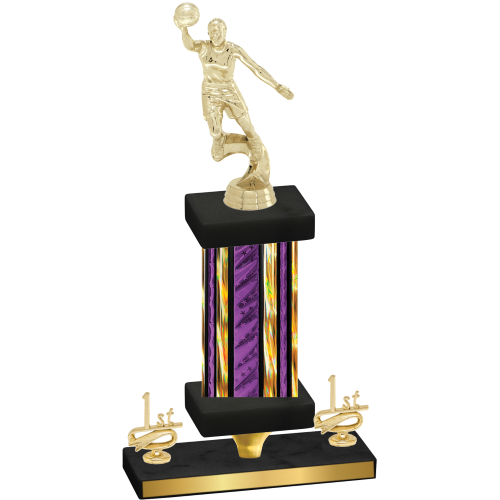 Premium Single Purple Glacier First Place Basketball Trophy