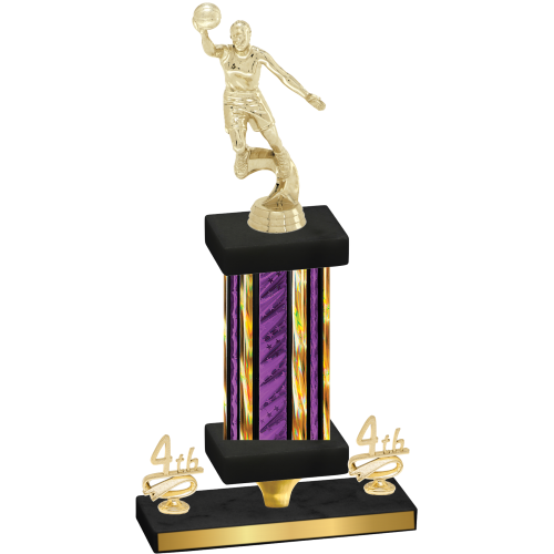 Premium Single Purple Glacier Fourth Place Basketball Trophy