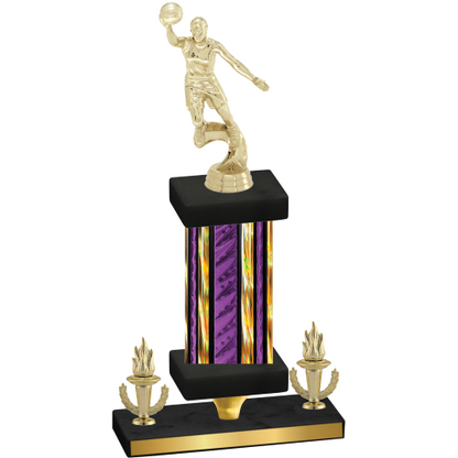 Premium Single Purple Glacier Victory Basketball Trophy