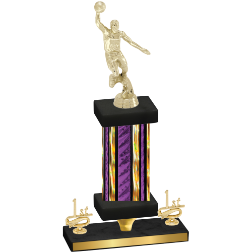 Premium Single Purple Glacier First Place Basketball Trophy