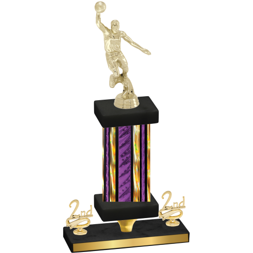 Premium Single Purple Glacier Second Place Basketball Trophy