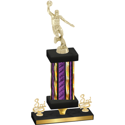 Premium Single Purple Glacier Third Place Basketball Trophy