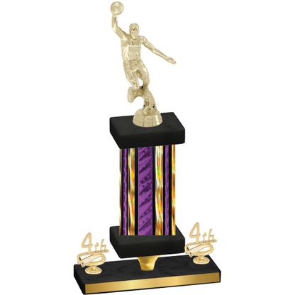Premium Single Purple Glacier Fourth Place Basketball Trophy