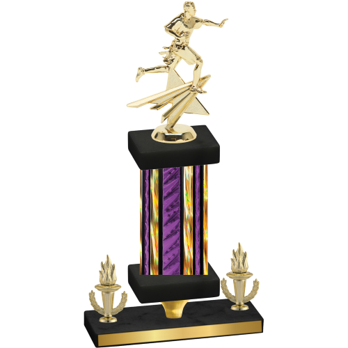 Premium Single Purple Glacier Victory Flag Football Trophy