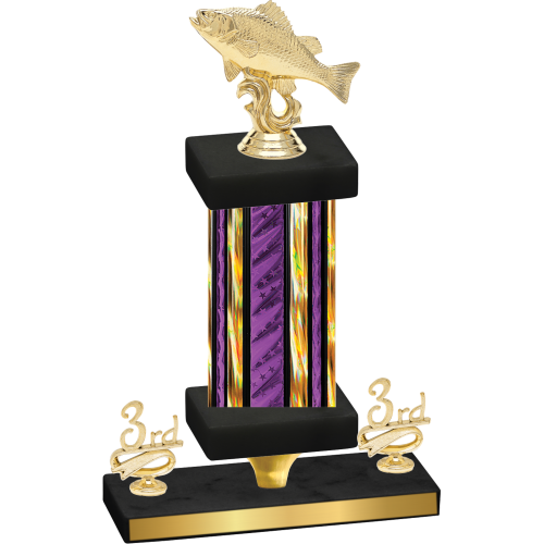 Premium Single Purple Glacier Third Place Fishing Trophy