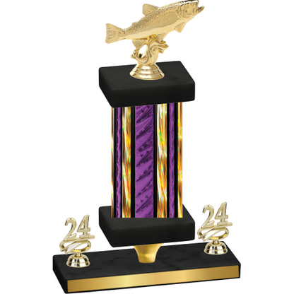 Premium Single Purple Glacier Year Fishing Trophy