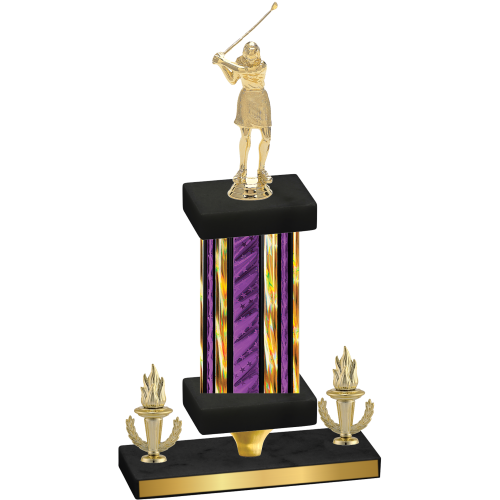 Premium Single Purple Glacier Victory Golf Trophy