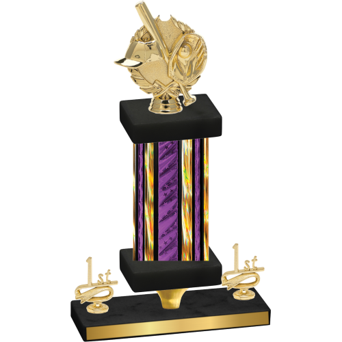 Premium Single Purple Glacier First Place Baseball Trophy