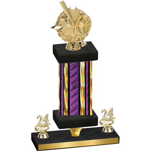 Premium Single Purple Glacier Year Baseball Trophy