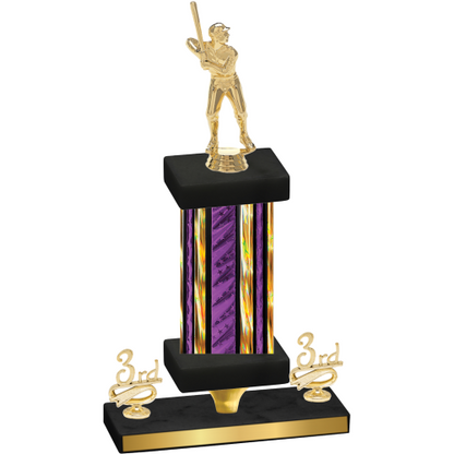 Premium Single Purple Glacier Third Place Baseball Trophy