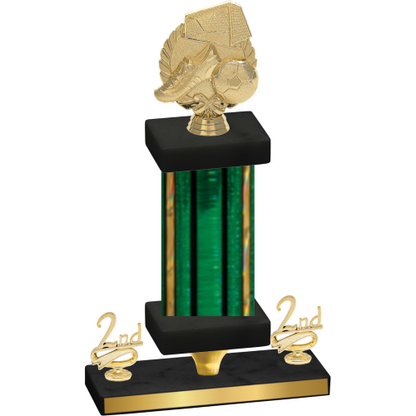 Premium Single Green Glacier Second Place Soccer Trophy