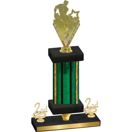 Premium Single Green Glacier Second Place Rugby Trophy