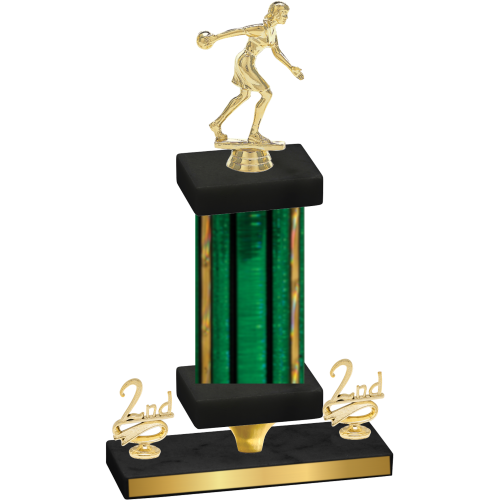 Premium Single Green Glacier Second Place Bowling Trophy