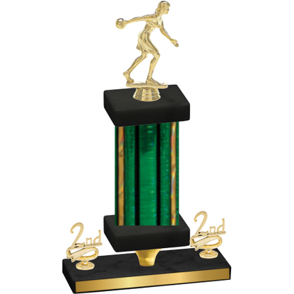 Premium Single Green Glacier Second Place Bowling Trophy